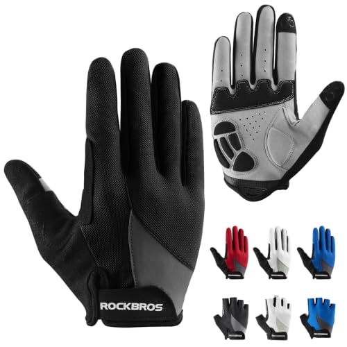ROCKBROS Cycling Gloves for Men Women Breathable Gel Pad | Reduce Riding Pain, Breathable Mesh Keeps Hands Cool,Fits MTB Hiking Outdoor Work - color: Full Black, size: Small