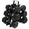 WF Athletic Supply Rubber Encased Hex Dumbbells with Rubber Grip Contoured Handle for Muscle Toning, Strength Building & Full Body Workout - color: o. 8LB, 10LB and 12LB Pair w/ 3-Tier Rack