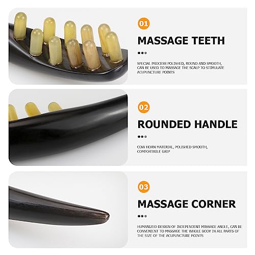 FERCAISH Ox Horn Massage Tool for Back, Neck, Eyes and Face - Meridian Head Scraping Stick for Guasha Therapy and Trigger Point Treatment