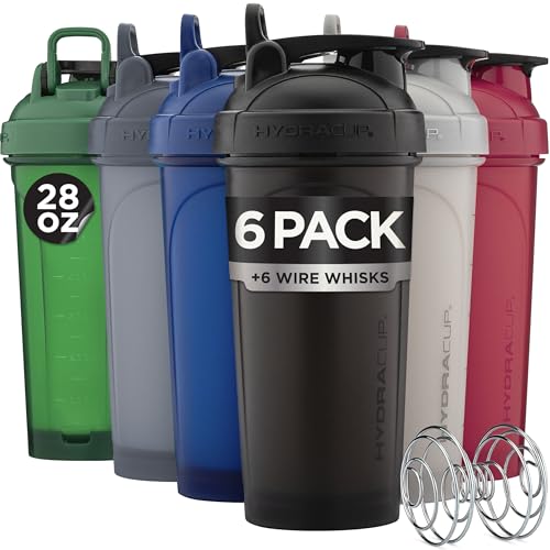 Hydra Cup 6 Pack 28 oz Protein Shaker Bottles for Protein Mixes with Whisk Ball, Leak-Proof Shaker Cups for Protein Shakes, BPA-Free with Carry Handle (OG Sport Mix) - color: Dark Colors