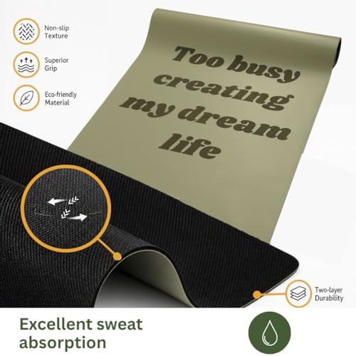 Non Slip Yoga Mat for Home Workout – Wide Green Exercise Mat for Hot Yoga, Large Travel Yoga Mat for Pilates, Stretching Equipment and Fitness Training, Extra Thick Yoga Matt for Women
