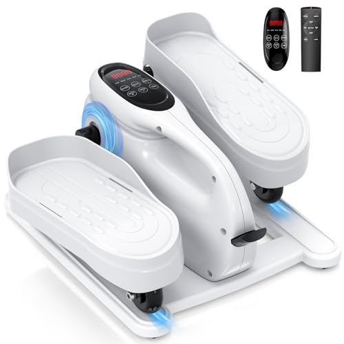 Under Desk Elliptical Machine for Senior Mini Elliptical Leg Exerciser with Remote Quiet Portable Electric Seated Foot Pedal Exerciser for Home Office - size: Portable