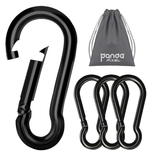 Pixel Panda Heavy Duty Carabiner 1000lbs for Gym & Outdoor - color: 4pcs-3.15inch Black