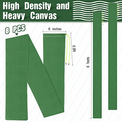 Threan 8 Pcs 6ft Sandbags for Flooding, Flood Prevention Sand Tube Bags Thickened Canvas Reusable Rain Wind Flood Barrier with Elastic Band Water Barrier Tube for Door Garden Rain Control, Green - size: 6 ft