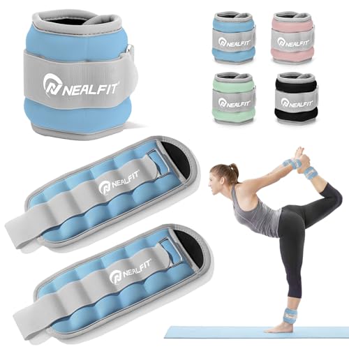 NEALFIT Ankle Wrist Weights, Adjustable Arm Leg Weights for Women Men, Secure Fit Non-Slip Exercise Weights for Home Workout, Running, Walking, Aerobics, Physical Therapy - color: Haze Blue, size: 2Lbs Pair (1lb x 2)