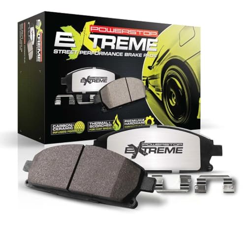 PowerStop Rear Brake Pads for Ford Fiesta 2014-19 | Ford Focus 2001-07 - Z26 Carbon-Fiber Ceramic Brake Pads with Installation Hardware, Z26-886