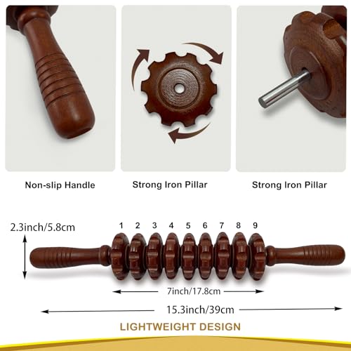 Manual Massager Wooden Handheld Roller Trigger Point Massage Stick for Fascia, Cellulite, Muscle & Abdomen, Body Therapy Massager, Muscle Belly Relief Tool, Coffee - color: Coffee