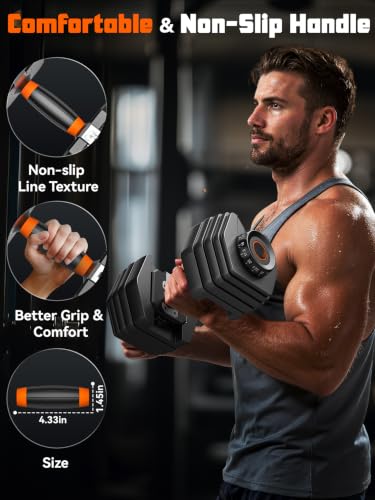 2026 New 15-in-1 Adjustable Dumbbell Set 105/52.5lb – Instant Weight Swap, Storage Box, Non-Slip, 3-Yr Service - color: Black Silver