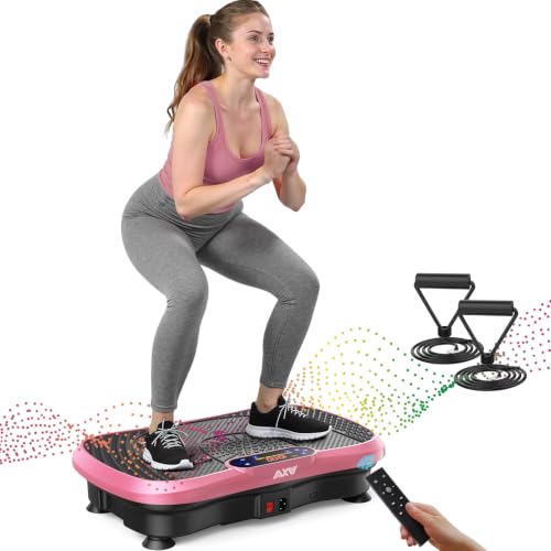 AXV Vibration Plate Fitness Platform Exercise Machine Vibrating Shaking Full Body Shaker Workout Vibrate Stand Shake Board Sport for Weight Loss Fat Burner for Gym Home Office - color: SLIM.PINK