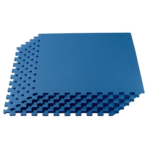 We Sell Mats 1/2 Inch Thickness Multipurpose EVA Foam Floor Tiles, Interlocking Floor Mat for Indoor Gym and Home Use, 24 in x 24 in, Blue, 24 Square Feet (6 Tiles) - color: Blue, style: 24 Square Feet (6 Tiles)