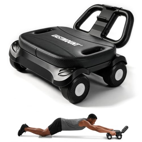 EAST MOUNT Ab Roller Wheel - Ab Roller with Elbow Support for Core Workout Belly Fat Automatic Rebound Abdominal Wheel for Women Men Home Gym Equipment - color: Black