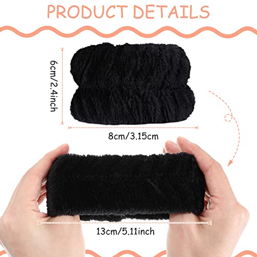Chuangdi 4 Pairs Wrist Bands for Washing Face Wrist Spa Microfiber Wash Towel Band Scrunchies Absorbent Wristbands Sweatband for Women Prevent Liquid from Spilling(Black) - color: Black