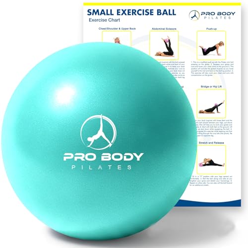 ProBody Pilates Small Exercise Ball - 9 Inch Workout Ball for Stability, Barre, Yoga, Core & Physical Therapy - color: Aqua