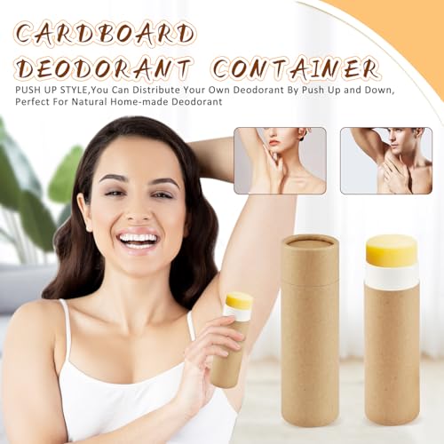 10 Pcs 2 oz Paperboard Deodorant Tubes,Empty Push-Up Style Kraft Paper Tube Holder,Cardboard Biodegradable Round Solid Container for DIY Homemade Lotion Bars,body Deodorant Sticks- Brown