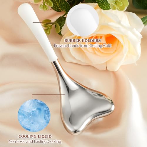 Running man Cryo Sticks for Face - Gua Sha and Massage 2-in-1, Ice Globes-Facial Skin Care Tools for Women, Cold Globes for Facials, Cooling Face Globes - color: Silver