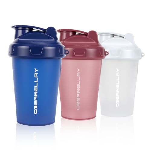 3 Pack Shaker Bottles for Protein Mixes, 17 oz Small Protein Shaker Bottle with Handle, Gym Shaker Cups with Blending Ball for Pre Workout, BPA-Free & Dishwasher Safe (White, Pink, Blue) - color: Pink,White,Blue