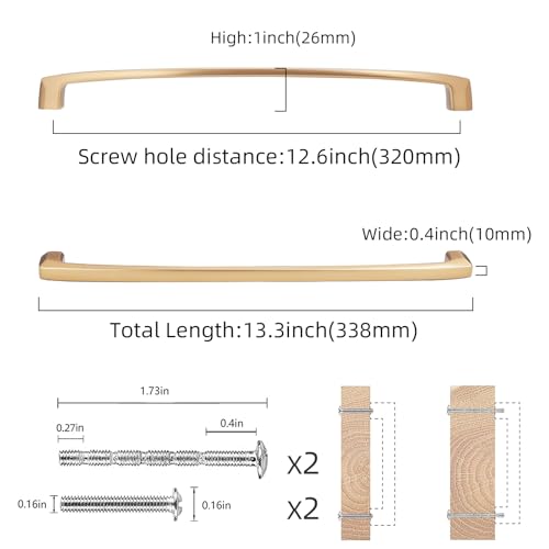 COTYKILEY 10 Pack 12.6 Inch(320mm) Champagne Bronze Cabinet Handles Gold Kitchen Cabinet Pulls Cabinet Door Handles Kitchen Cabinet Hardware Cupboard Drawer Pulls Dresser Handles - color: Champagne Bronze, size: 12.6" Hole Center（320MM）