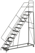 Tri-Arc KDHS112246 12-Step Heavy-Duty Safety Angle Steel Rolling Industrial & Warehouse Ladder with Perforated Tread - size: 12-Step, style: Perforated Tread