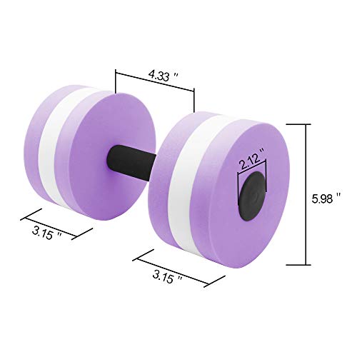Water Dumbbells, 2Pcs Foam Barbells Water Aerobics Weight for Pool Exercise | EVA Foam, Aquatic Pool Fitness, Exercise Equipment, Lightweight, High Density, Water Resistance Weight Loss for Therapy - color: Purple
