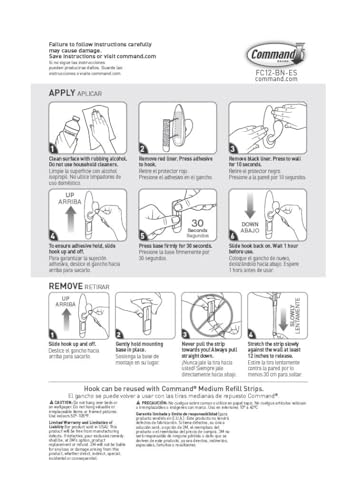 Command Medium Brushed Nickel Hooks, 2 Wall Hook and 4 Strips, Damage-Free Hanging with Adhesive, No Tools Hanging Back to School Decorations, Holds up to 3 lb - size: Medium