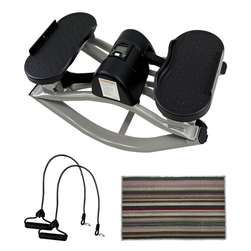 Rock Stepper Machine for Home Workout, 3D Lateral Rocking Fitness Stepper with 300lb Weight Capacity, Mini Stepper with Resistance Bands & LCD Monitor, Quiet Cardio Training Equipment
