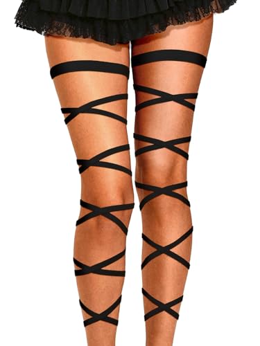 Rave Leg Wraps Elastic Garter Plus Size Leg Straps Music Festivals Outfits for Women - color: Black