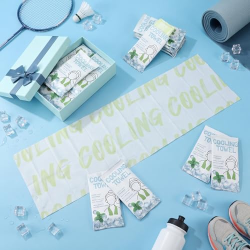 25 Count Disposable Cooling Towel, 23.6''x 7.9'' Large Cooling Body Wipes, Sports Ice Towel for Hot Weather Oversized and Extra Thick, Individually Wrapped for Sport Player