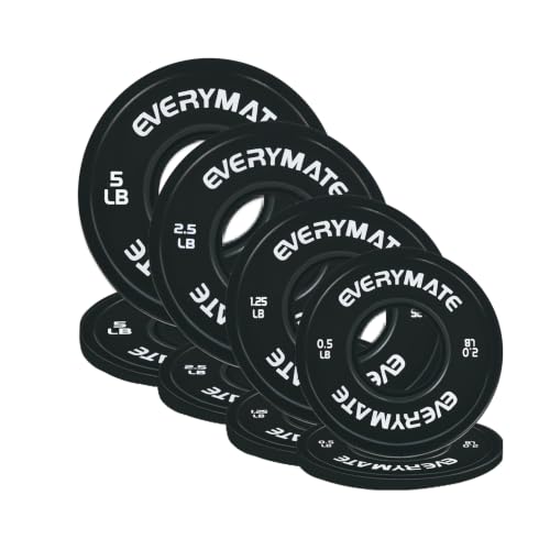 EVERYMATE Change Weight Plates 1.25LB 2.5LB 5LB Set Fractional Olympic Bumper Plates for Cross Training Steel Insert Strength Training - color: 18.5 LB(0.5+1.25+2.5+5), size: Black