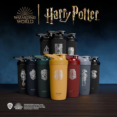 Smartshake Harry Potter Reforce Stainless Steel Protein Shaker Bottle 900 ml | 30 oz - Leakproof Screw-on Lid - BPA Free – Unisex - Non Insulated - Hufflepuffs Logo - color: Yellow