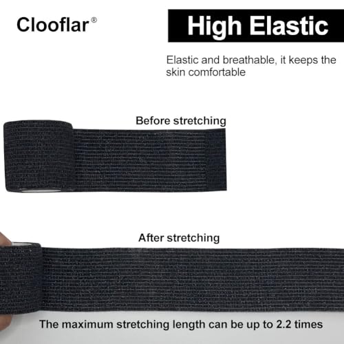 16 Pack Self Adhesive Bandage Wrap 2 Inches | 2" X 5 Yards Black Elastic Cohesive Bandage Wrap for Sports, Wrist, Ankle and Vet Wrap, Grip Tape