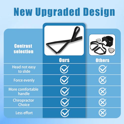 Neck Stretcher Strap, Neck Strap Cervical Traction Device for Neck Pain, Spine Chiropractic Decompression Tool with Comfortable Handle and Chin Belt