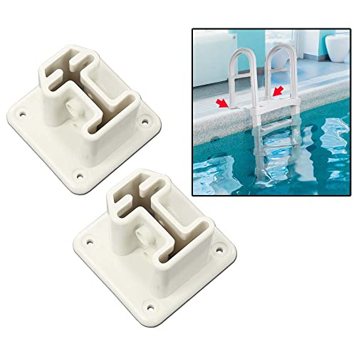 G-PLUS Ladder Flanges Pool Ladder | Compatible with Heavy Duty Resin In-Pool Above Ground Swimming - size: White(square)