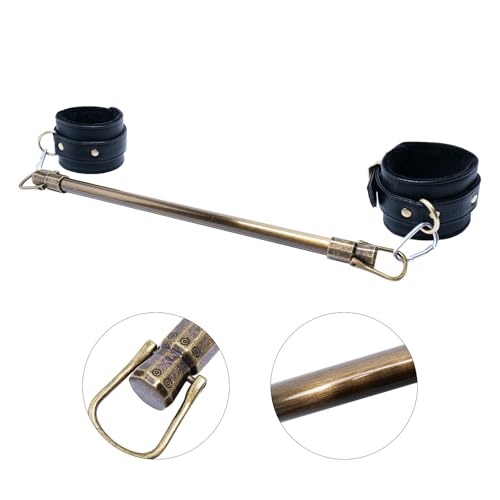Spreader Bar Stainless Steel Vintage Black Bar with 2pcs Adjustable Straps,Sports Aid Training Fitness Gear Pilates Aid Kit, Home Restore Pilates Indoor Yoga Set - style: Fixed Copper+Black PU Kit