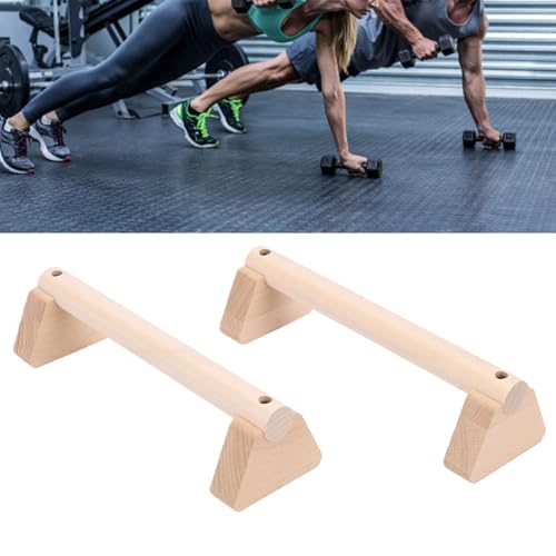 2Pcs Parallettes Push Up Bar, Wooden Parallettes Handle Stands Grip Body Strength Training, Push Up Stand with Anti Slip Pad, Balance Beam Exercise for Men Strength Training - size: 30cm