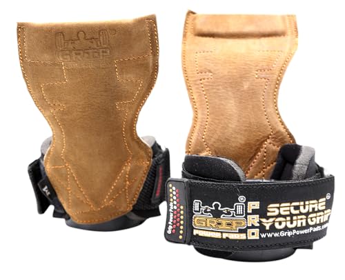 Lifting Grips PRO Weight Gloves Heavy Duty Barbell Gymnastics Straps Alternative to Power Hooks Deadlifts Adjustable Neoprene Padded Wrist Wrap - color: Brown Rubber, size: Large 7.50"-8.50" Wrist Size