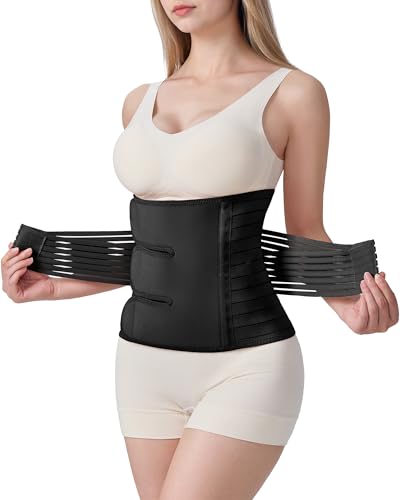 Postpartum Belly Band for Women: Adjustable Compression Wrap for Abdominal & Waist Support C-Section & Vaginal Birth Recovery Black M - color: Black, size: M (Belly 30.5"–37.5")