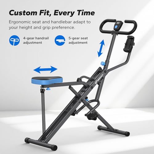 MERACH Upgraded Squat Machine for Women, Smart Row and Deep Squat Trainer with Tablet Stand, Adjustable Resistance & 350LB Weight Capacity, Foldable Home Exercise Equipment, Connect MERACH APP - style: R07 PRO - Grey