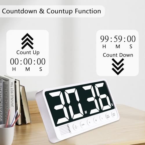 Digital Kitchen Timer - 7.1” Extra Large Display LED Magnetic Rechargeable Countdown/Up Timer, w/6 Alarms 4 Levels Volume Memory Function for Cooking, Classroom, Office, Home Gym(Black) - color: Black