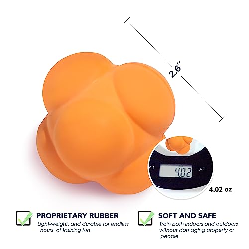 GSE Games & Sports Expert Sports Reaction Balls, Reactivity Ball for Field Training, Agility Trainer for Baseball, Rubber Bounce Balls for Hand-Eye Coordination & Speed Reflex Training - color: Orange, style: 3-Pack