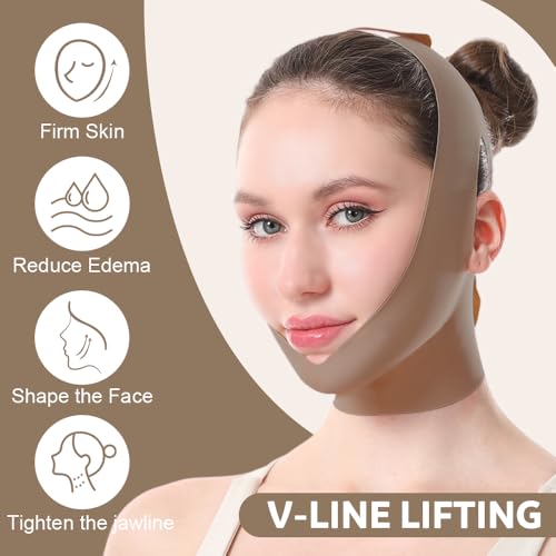 Face Strap Face Lift Belt, Comfortable VShaped Bandage Face Lift Band Face Outline Lifting Facial (Brown) - color: Brown