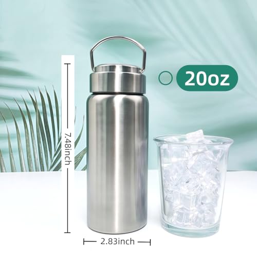 CDJ 20oz Uninsulated Single Wall Stainless Steel Water Bottle, Reusable Metal Water Bottle for Sports, Leakproof and Durable, Perfect for Hiking, Gym, Picnics, and Outdoor Activities - size: 20 Ounces