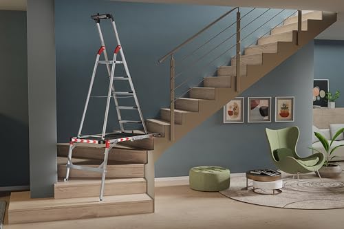 Hailo TP2 Plus | Work & Staircase Platform | Length and Height-Adjustable Telescopic Rails and feet | Integrated Bubble Level | for use with Step stools & stepladders - style: TP2 Plus (work platform)