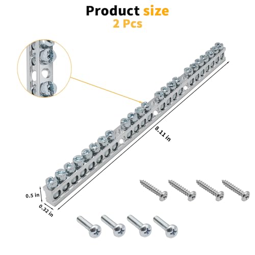 Ground Bar Kit for Square D 2 Pack | 23 Terminal Grounding Bar Compatible with Schneider Electric Load Centers - size: 23 Terminal