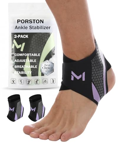 2-Pack Ankle Brace for Men & Women,Adjustable Lace up Ankles Sock,Basketball Ankle Stabilizer with Straps,Orthopedic Compression Sleeve for Plantar Fasciitis Relief,Tendonitis,Sprained (Purple) - color: Purple