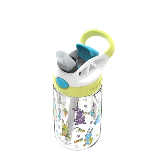Contigo Kids Water Bottle with Redesigned AUTOSPOUT Straw, 14 oz - color: Salt (Bunnies GFX), size: 14 oz (Pack of 1)