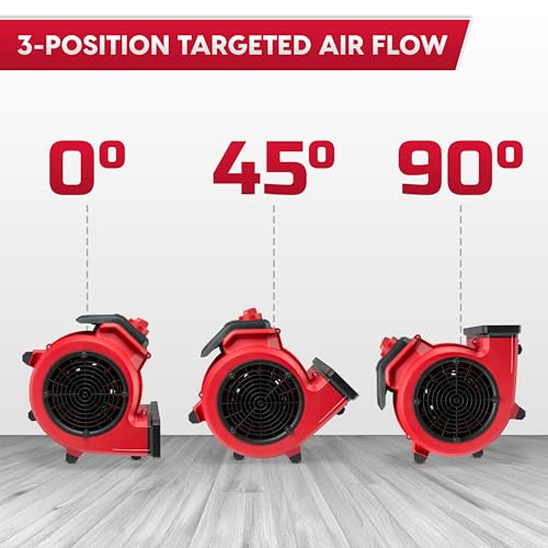Vacmaster 3 Speed Floor Fan 156W 550CFM Air Mover Utility Blower Fan – AM201 1101 - color: Red