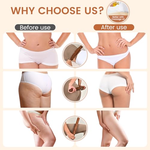 Guasha Wood Massage Stick Tools Wooden Therapy Scraping Lymphatic Drainage Massager, Double Row 20 Beads Point Treatment Gua Sha Tools, Stomach Cellulite Massager, Myofascial Release Tool - style: Massage Stickr