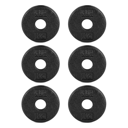 CAP Barbell Standard 1-Inch Cast Iron Weight Plates - Singles & Sets | 1.25-50 lbs | Multiple Options - color: Black, size: 1.25 lb - Set of 6