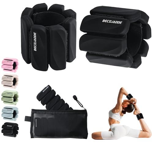 BECOJADDE Ankle Weights Set of 2 (1 lb/2 lb Each) for Women Men Adjustable Wrist Bracelet for Home Gym Weighted Bangles Wristbands Leg Arm Weights for Walking Swimming Running Pilates Yoga Gym - color: Black, size: 2 Lb Pair (1 Lb Each)