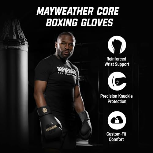 Mayweather Core Boxing Gloves – Bag Gloves, Boxing Mitts & Sparring Gloves for Men, Women | Beginner Training Gloves | Large-X-Large